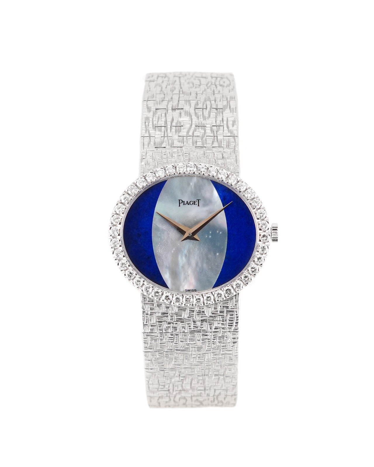 Piaget White Gold Oval 'Mother Of Pearl & Lapis Lazuli Dial
