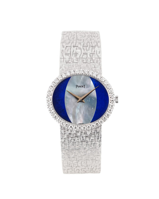 Piaget White Gold Oval 'Mother Of Pearl & Lapis Lazuli Dial