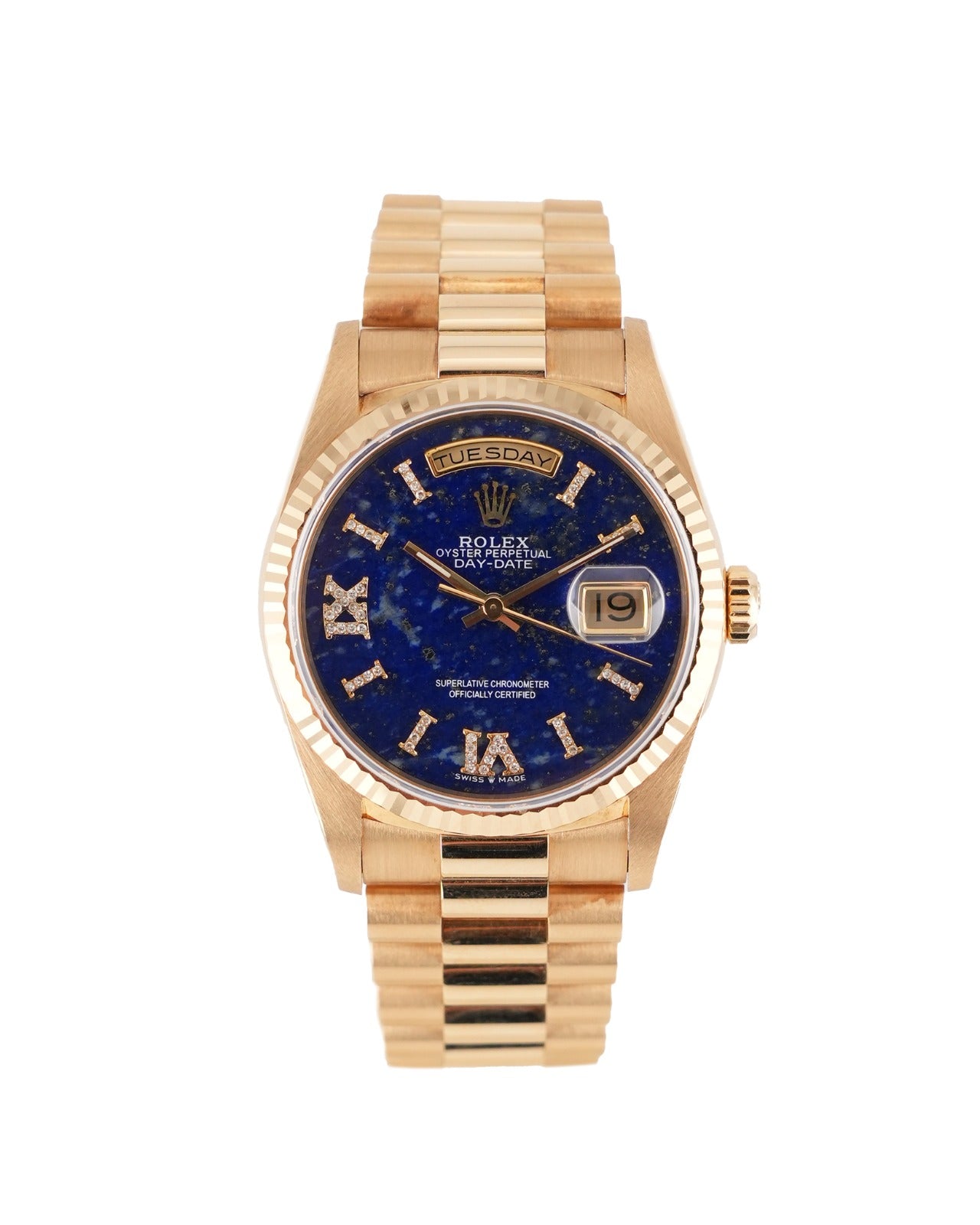 Rolex DayDate 36mm President YellowGold Aftermarket Lapis Lazuli Stone Dial