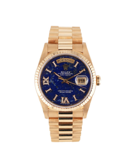 Rolex DayDate 36mm President YellowGold Aftermarket Lapis Lazuli Stone Dial