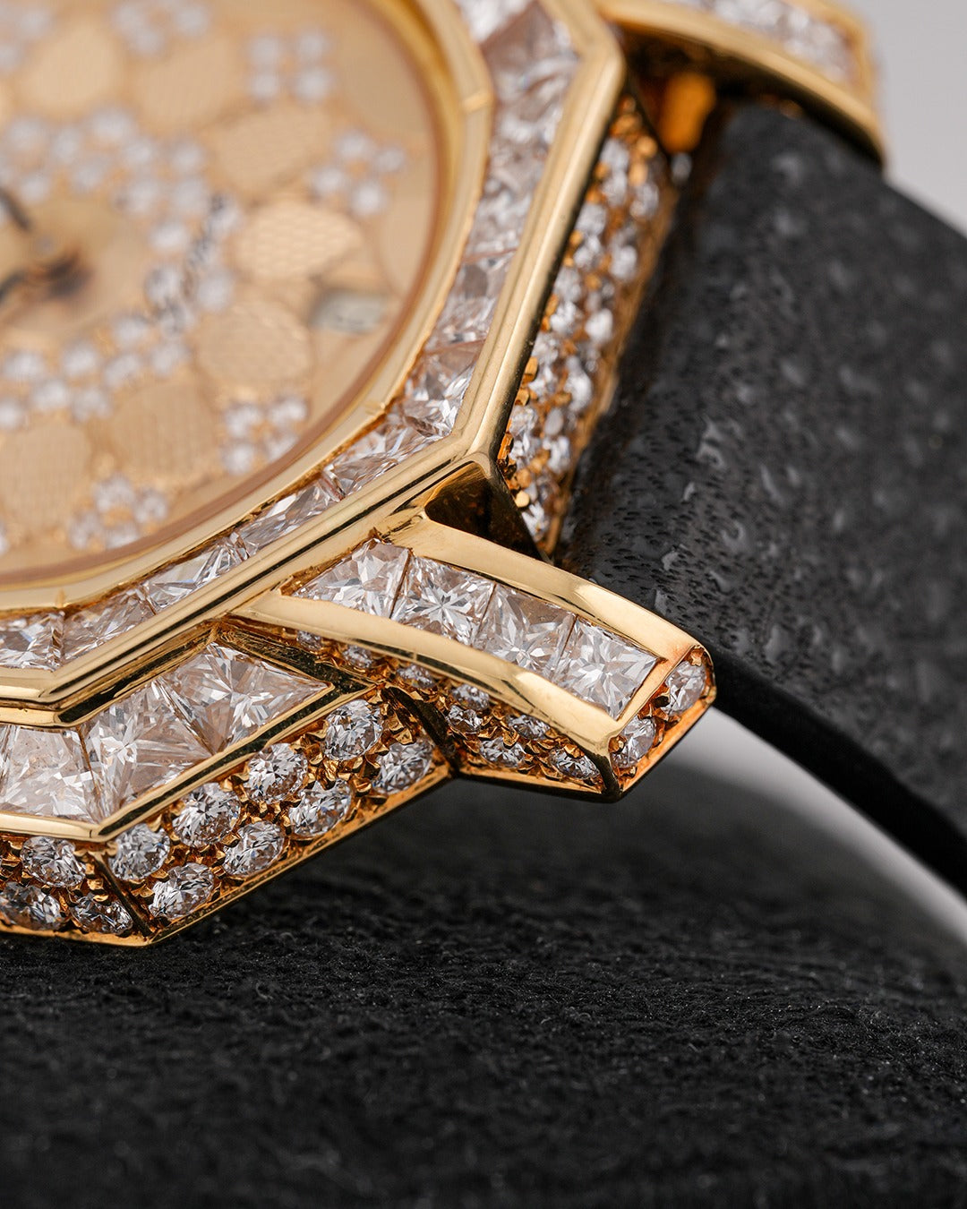 Montega YellowGold Petal Dial Pave Diamond Bezel Watch