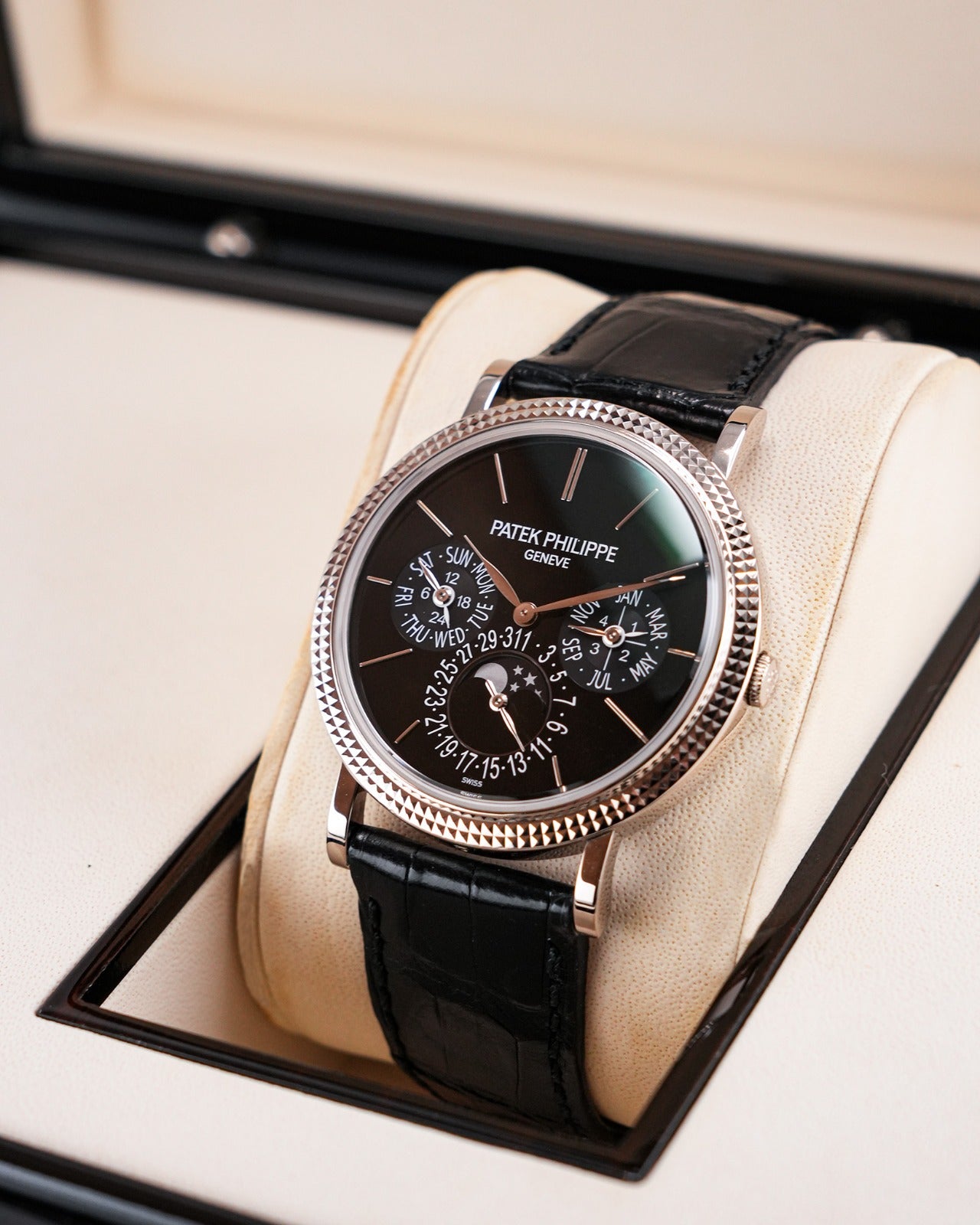 Patek Philippe Grand Complications 38mm Moonphase WhiteGold Black Dial 2016
