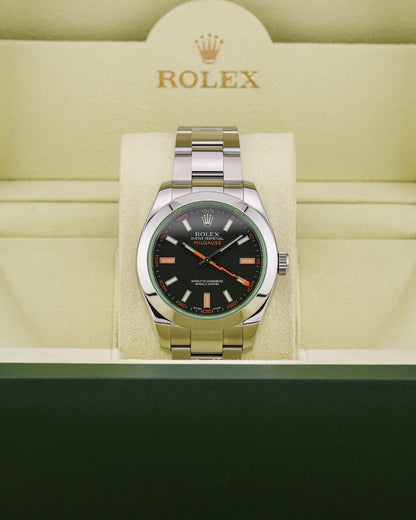 Rolex Milgauss 40mm Stainless Steel, Black Dial Green Crystal 2008