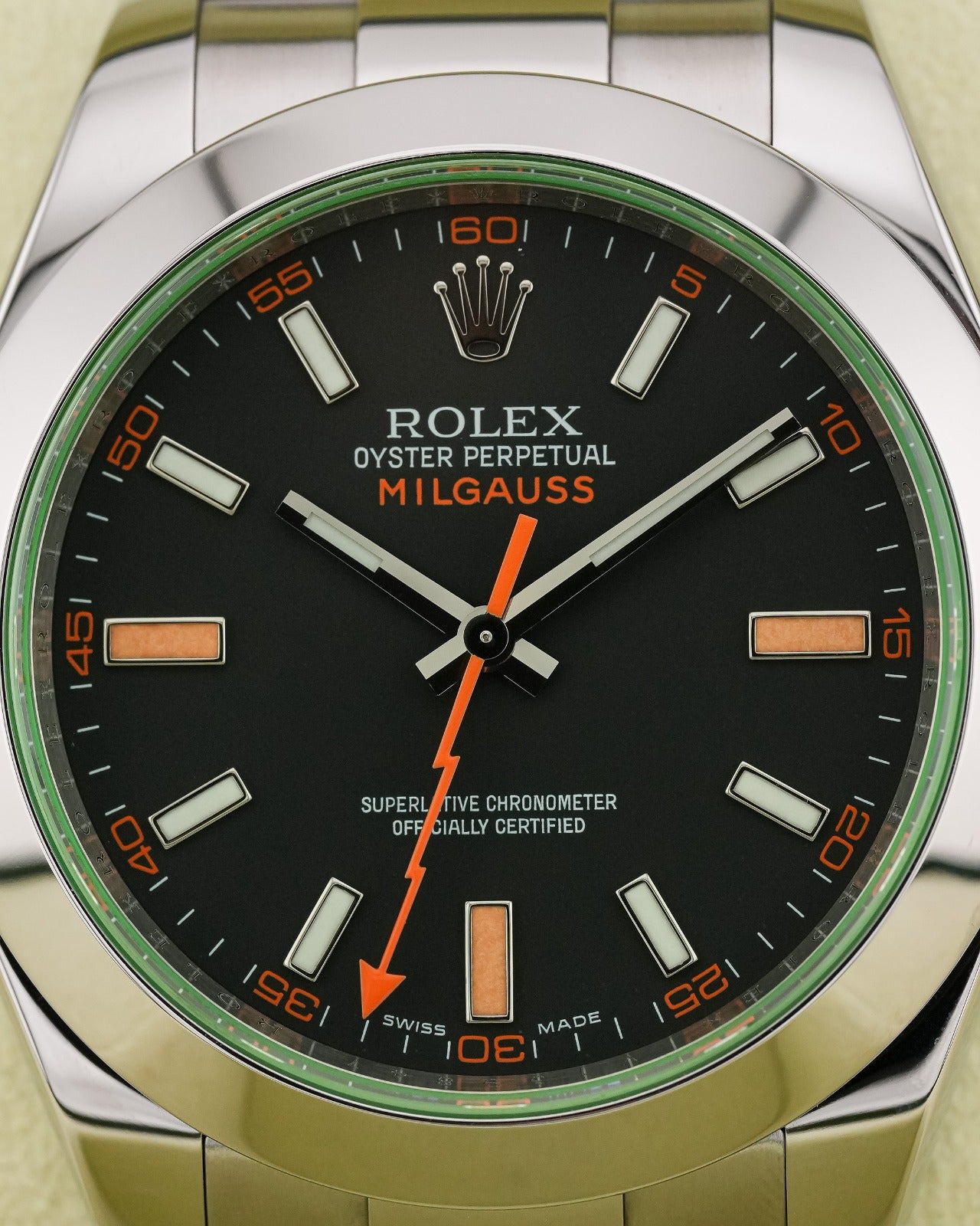 Rolex Milgauss 40mm Stainless Steel, Black Dial Green Crystal 2008