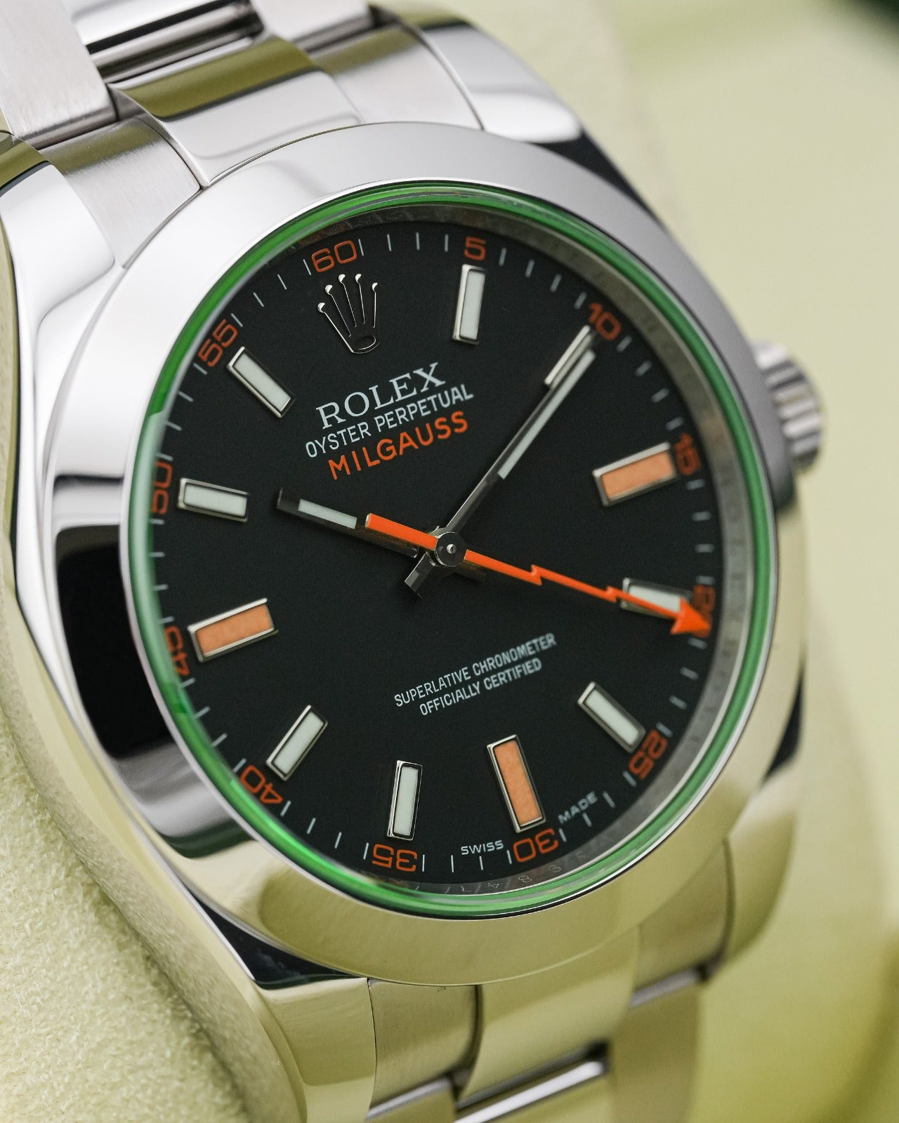 Rolex Milgauss 40mm Stainless Steel, Black Dial Green Crystal 2008