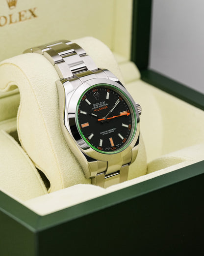 Rolex Milgauss 40mm Stainless Steel, Black Dial Green Crystal 2008