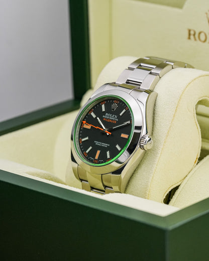 Rolex Milgauss 40mm Stainless Steel, Black Dial Green Crystal 2008