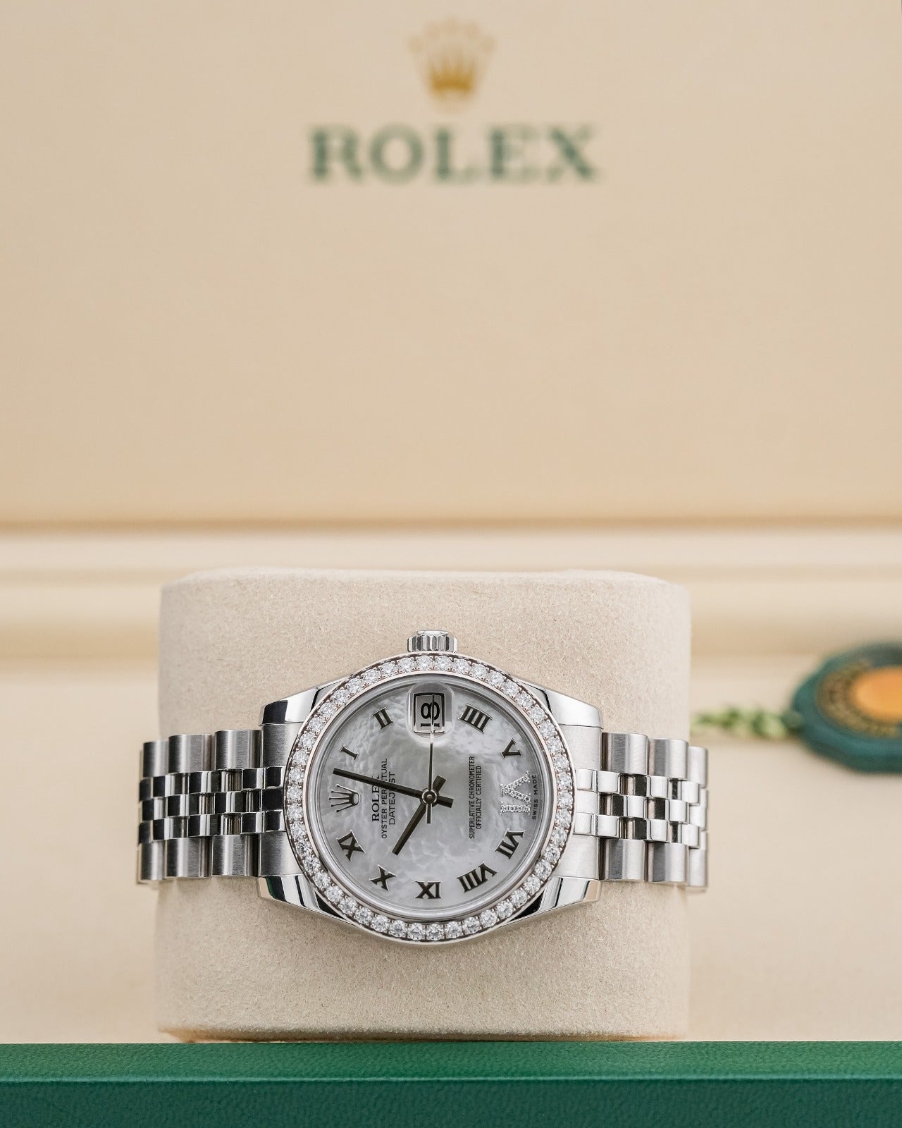 Rolex Datejust 31mm Steel Afterset Mother of Pearl Dial Diamond Bezel 2015