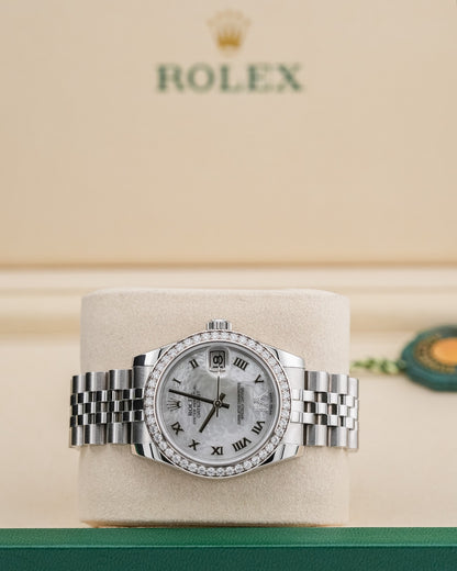 Rolex Datejust 31mm Steel Afterset Mother of Pearl Dial Diamond Bezel 2015