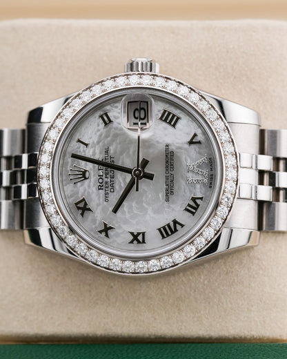 Rolex Datejust 31mm Steel Afterset Mother of Pearl Dial Diamond Bezel 2015