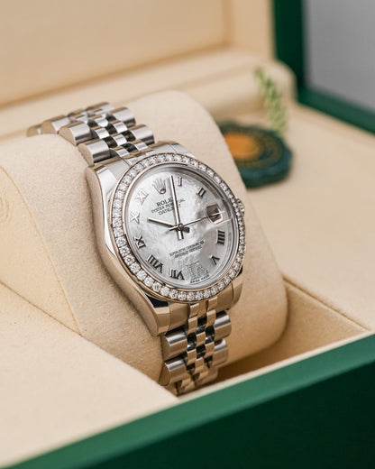Rolex Datejust 31mm Steel Afterset Mother of Pearl Dial Diamond Bezel 2015
