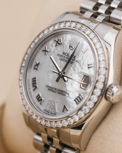 Rolex Datejust 31mm Steel Afterset Mother of Pearl Dial Diamond Bezel 2015