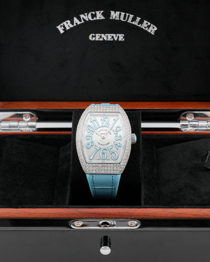 Franck Muller Vanguard 35mm Tiffany Blue Diamond afterset - HOURLY 