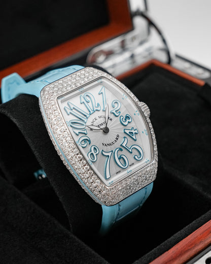Franck Muller Vanguard 35mm Tiffany Blue Diamond afterset - HOURLY 