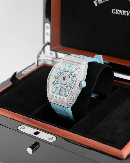 Franck Muller Vanguard 35mm Tiffany Blue Diamond afterset - HOURLY 