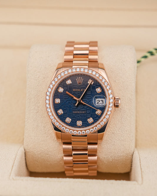 Rolex Datejust 31mm Computer Blue Dial Aftermarket Diamond Bezel - HOURLY 