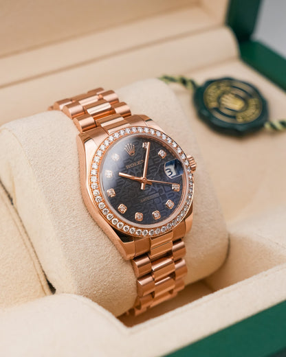Rolex Datejust 31mm Computer Blue Dial Aftermarket Diamond Bezel - HOURLY 