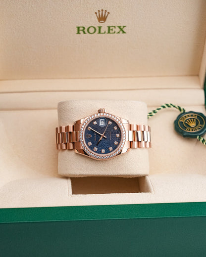 Rolex Datejust 31mm Computer Blue Dial Aftermarket Diamond Bezel - HOURLY 