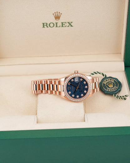 Rolex Datejust 31mm Computer Blue Dial Aftermarket Diamond Bezel - HOURLY 