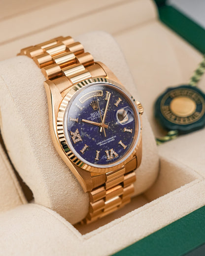 Rolex DayDate 36mm President YellowGold Aftermarket Lapis Lazuli Stone Dial - HOURLY 