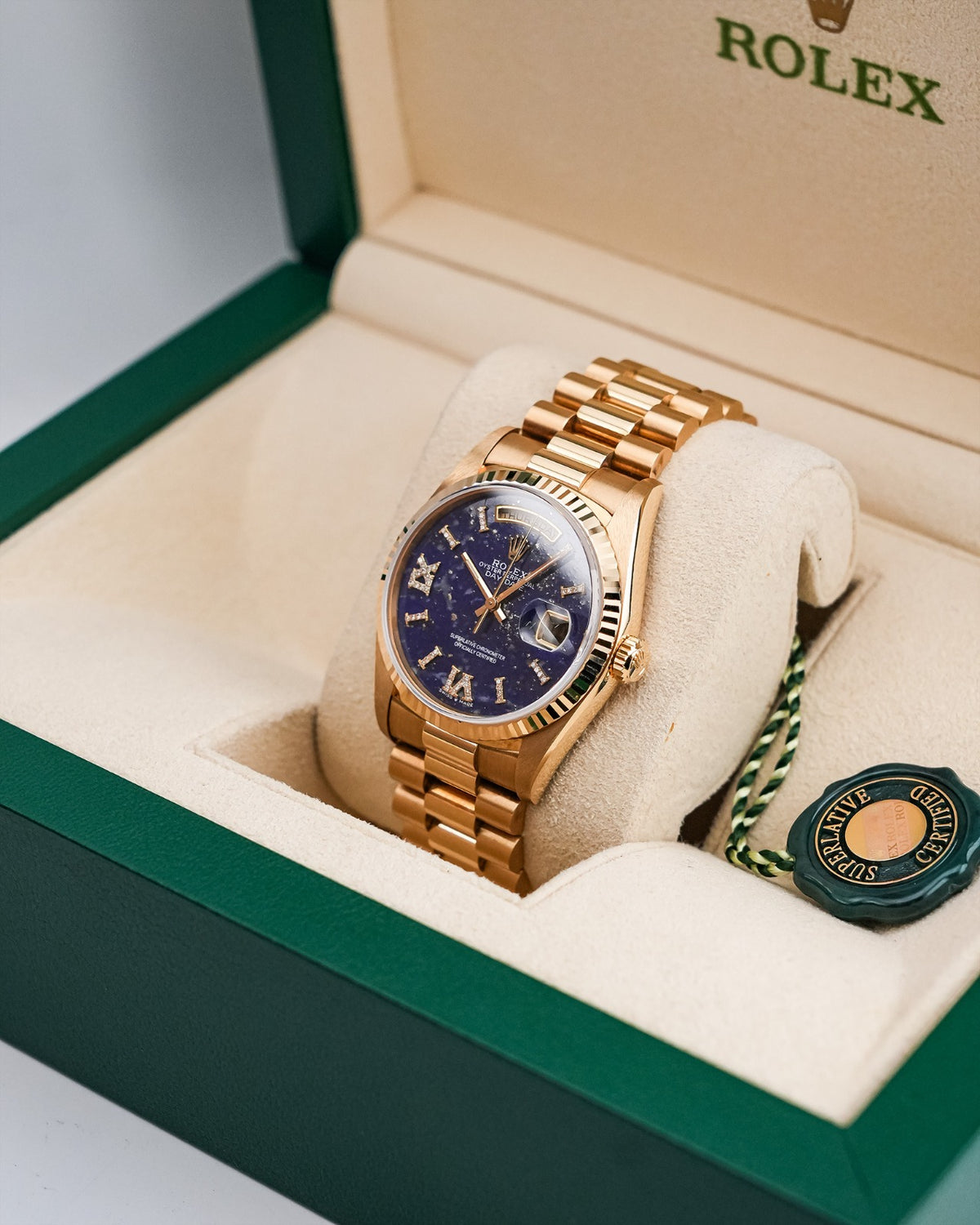 Rolex DayDate 36mm President YellowGold Aftermarket Lapis Lazuli Stone Dial - HOURLY 