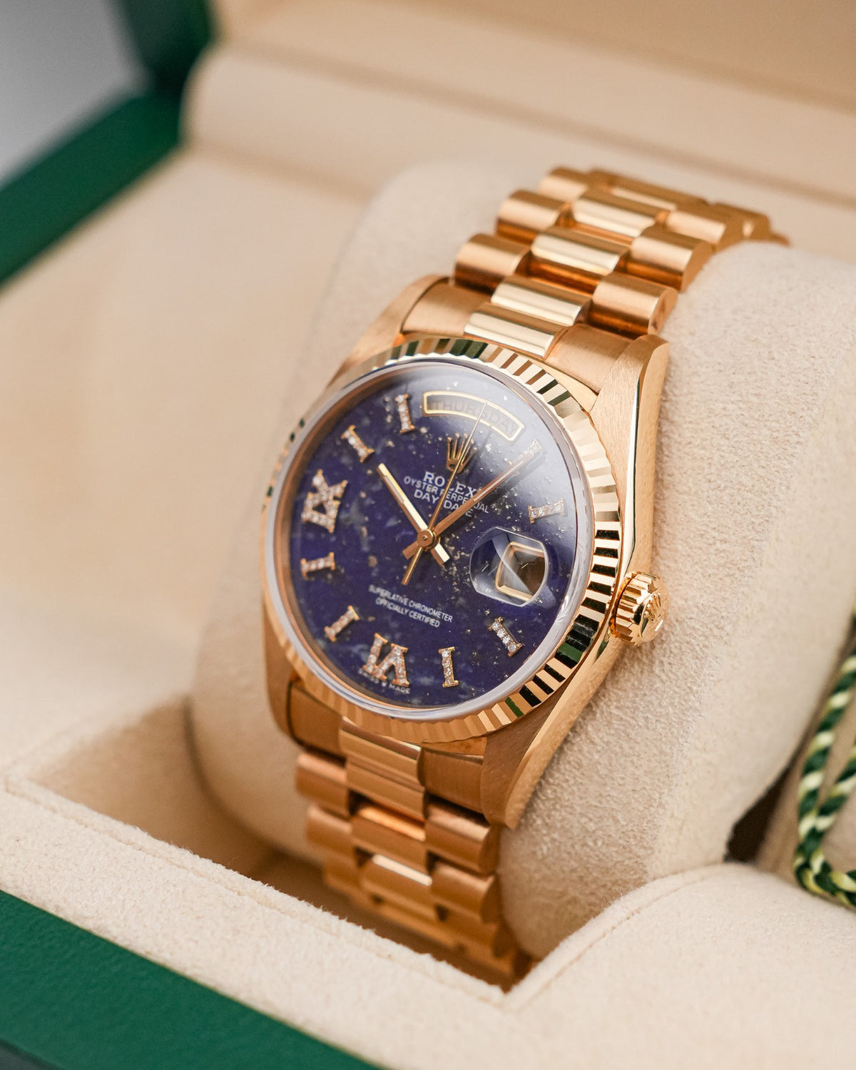 Rolex DayDate 36mm President YellowGold Aftermarket Lapis Lazuli Stone Dial - HOURLY 