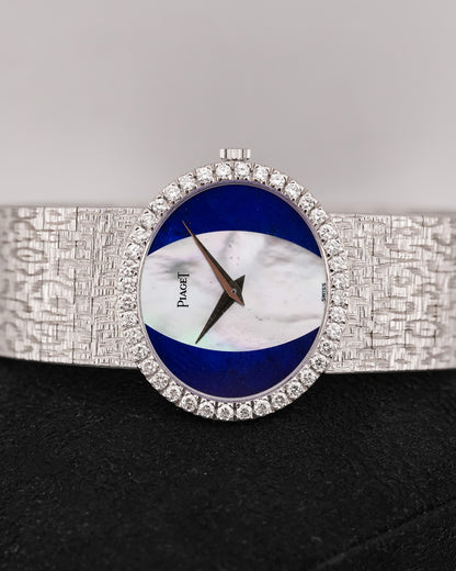 Piaget White Gold Oval 'Mother Of Pearl & Lapis Lazuli Dial - HOURLY 