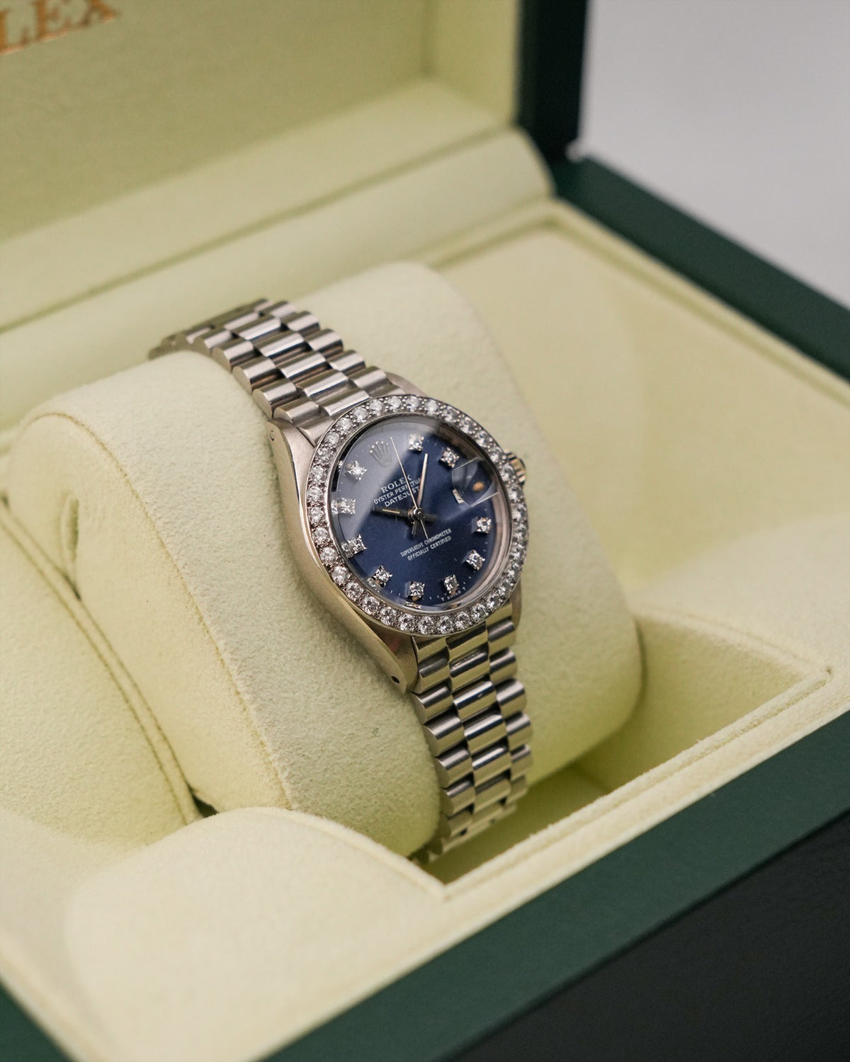 Rolex Datejust 26mm White Gold Diamond Bezel Blue Dial Presidential - HOURLY 