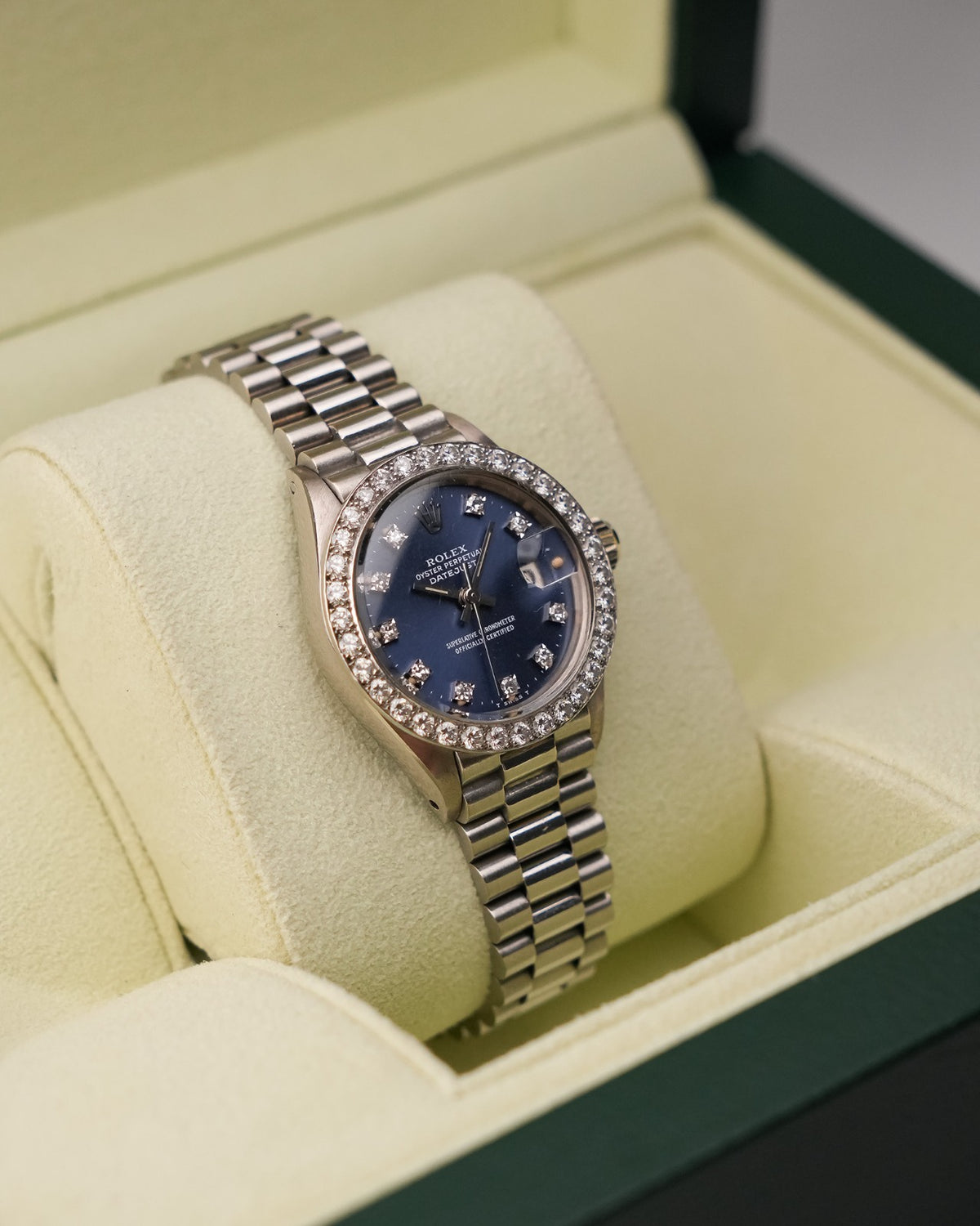 Rolex Datejust 26mm White Gold Diamond Bezel Blue Dial Presidential - HOURLY 
