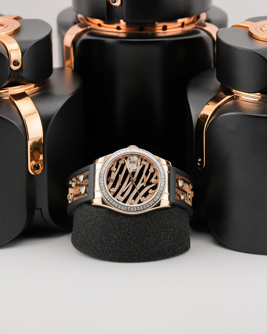 Rolex Datejust 36mm Rose Gold, Zebra Pave Diamond Dial