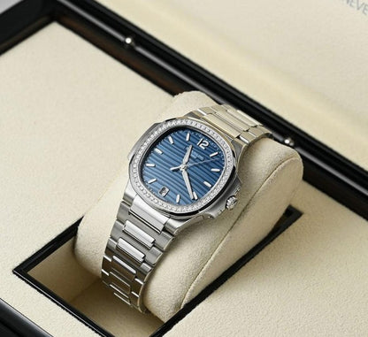 Patek Philippe Nautilus 35mm Steel Diamond Bezel Blue Index Dial New 2026