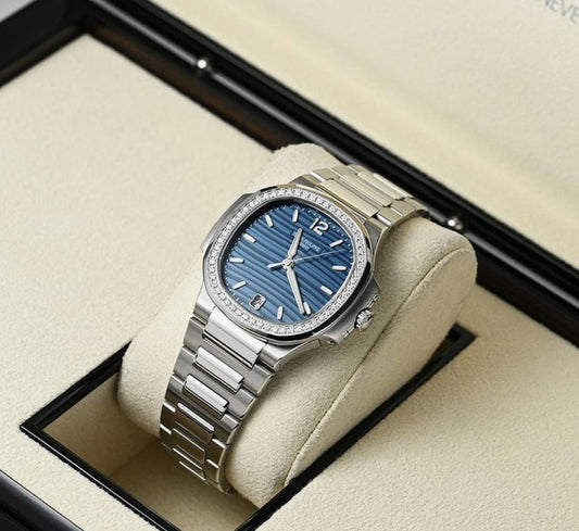 Patek Philippe Nautilus 35mm Steel Diamond Bezel Blue Index Dial New 2026