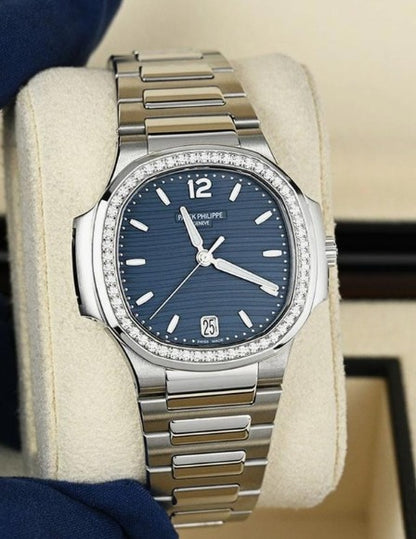 Patek Philippe Nautilus 35mm Steel Diamond Bezel Blue Index Dial New 2026