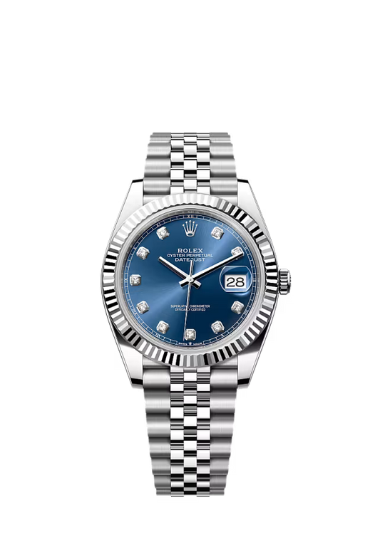 Rolex Datejust 41mm WhiteGold Bezel Blue diamond dial Jubilee 2017